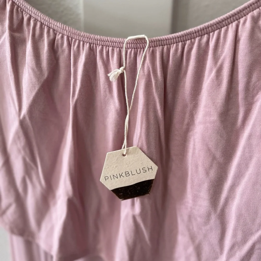 Pinkblush Light Pink Ruffle Off Shoulder Mermaid Maternity Photoshoot Dress - Picture 5 of 5